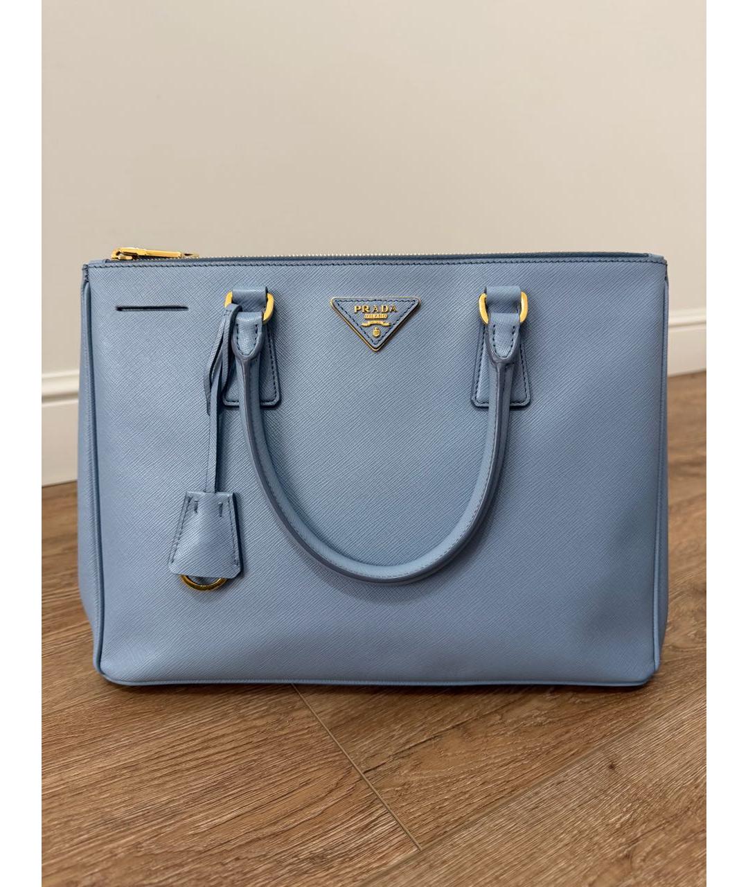 PRADA Голубая кожаная сумка тоут, фото 7