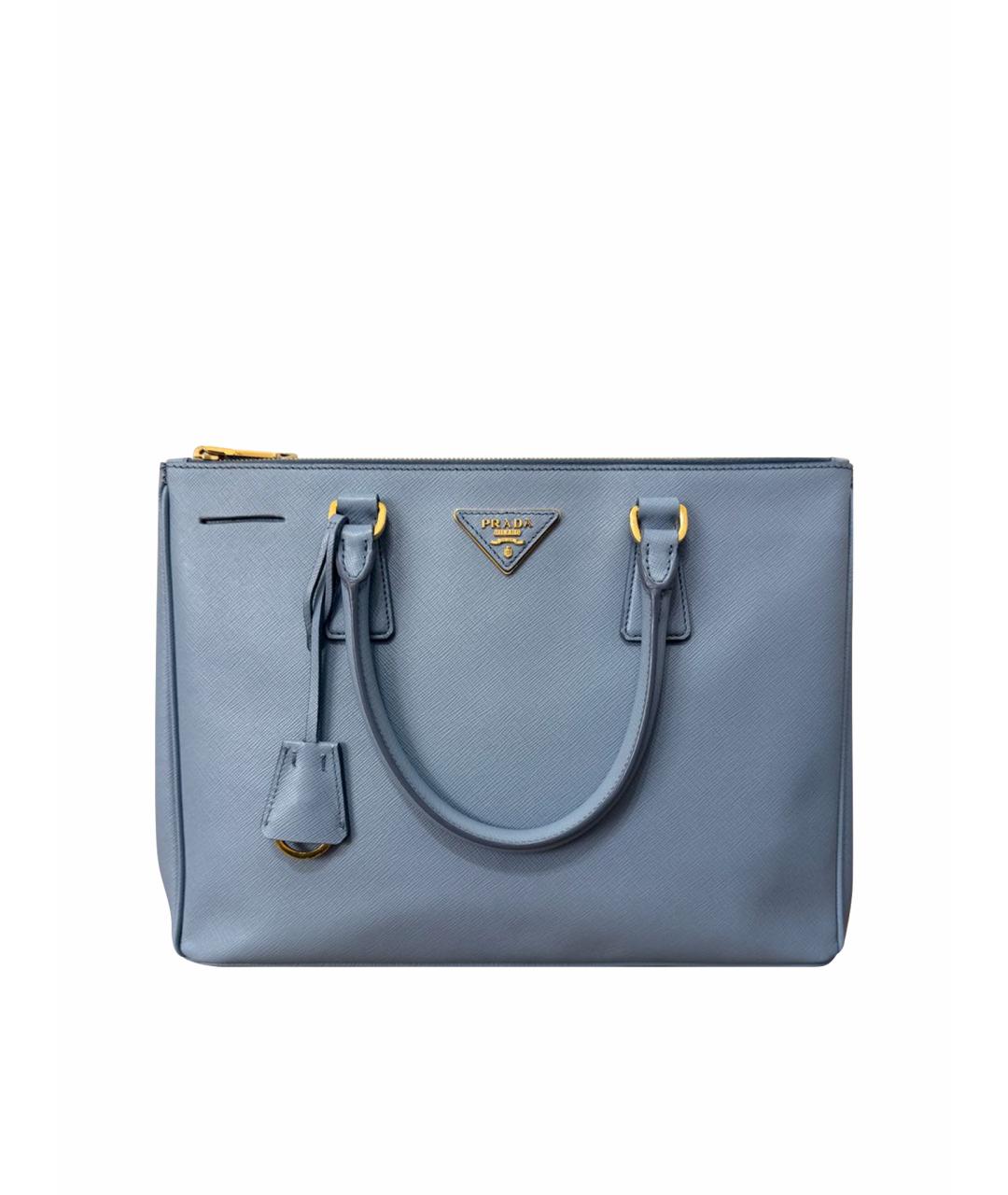 PRADA Голубая кожаная сумка тоут, фото 1