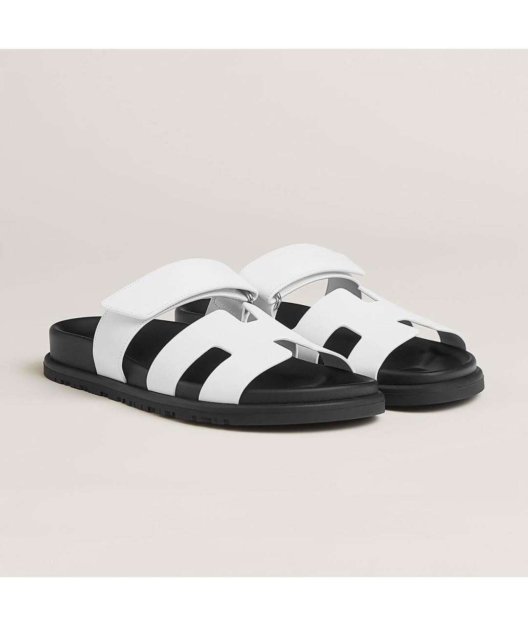 HERMES Белые кожаные сандалии, фото 5