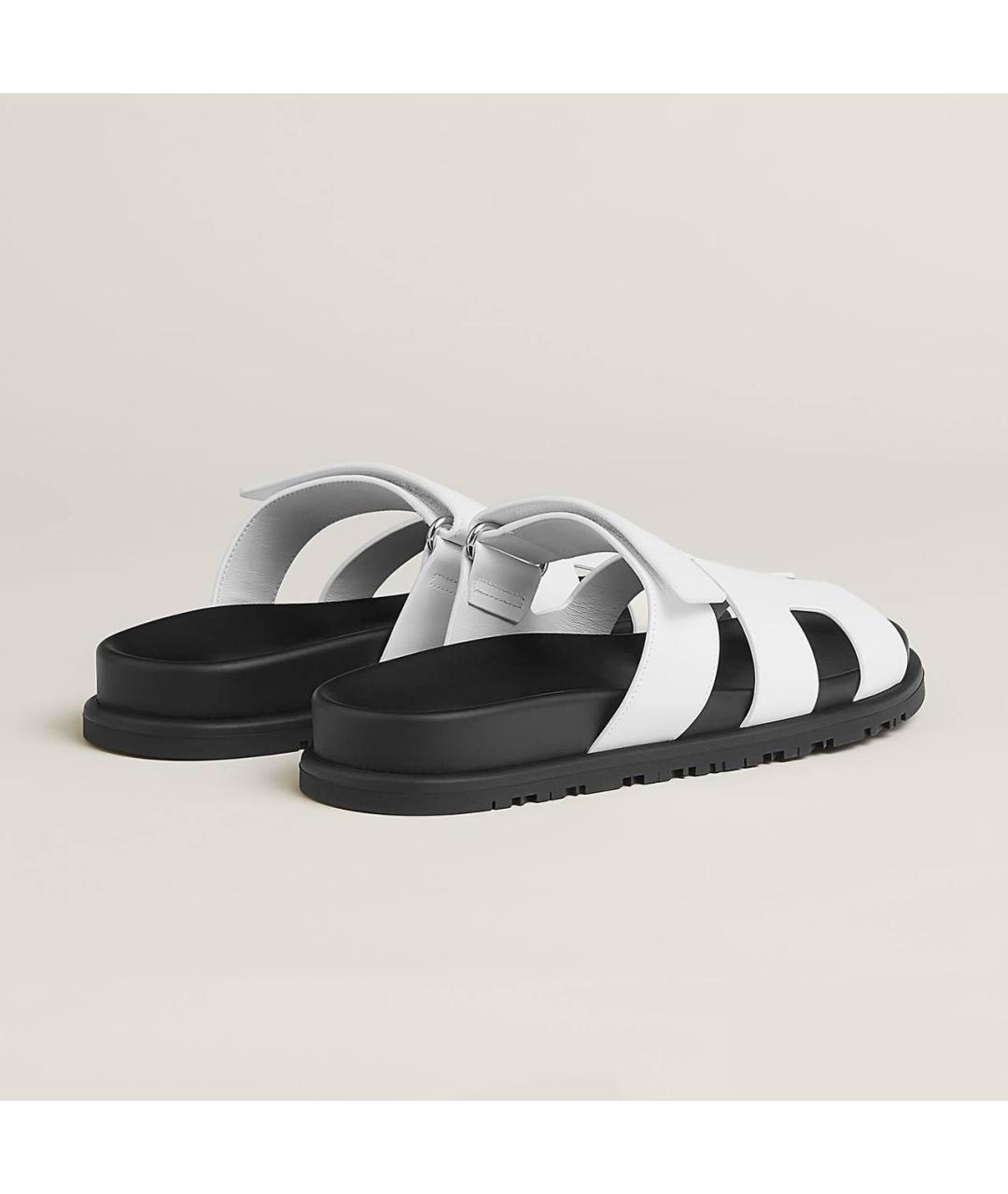 HERMES Белые кожаные сандалии, фото 2