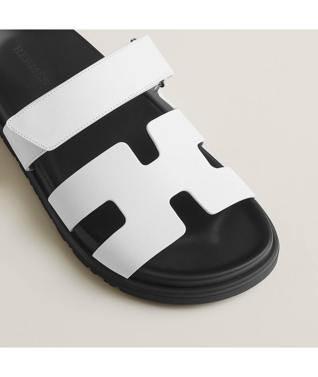 HERMES Белые кожаные сандалии, фото 4