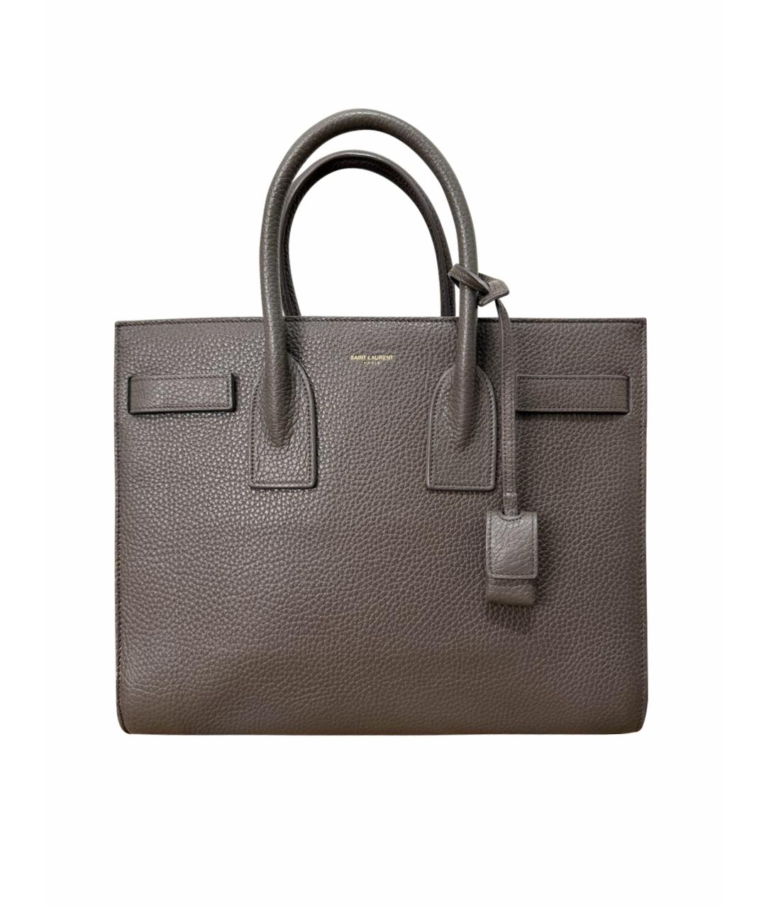 SAINT LAURENT Коричневая кожаная сумка тоут, фото 1