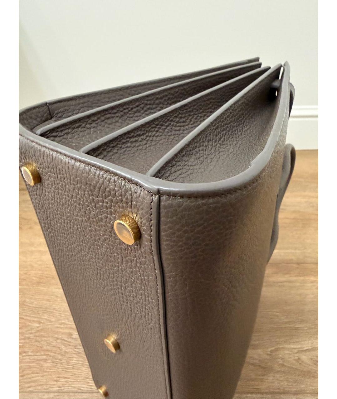 SAINT LAURENT Коричневая кожаная сумка тоут, фото 6