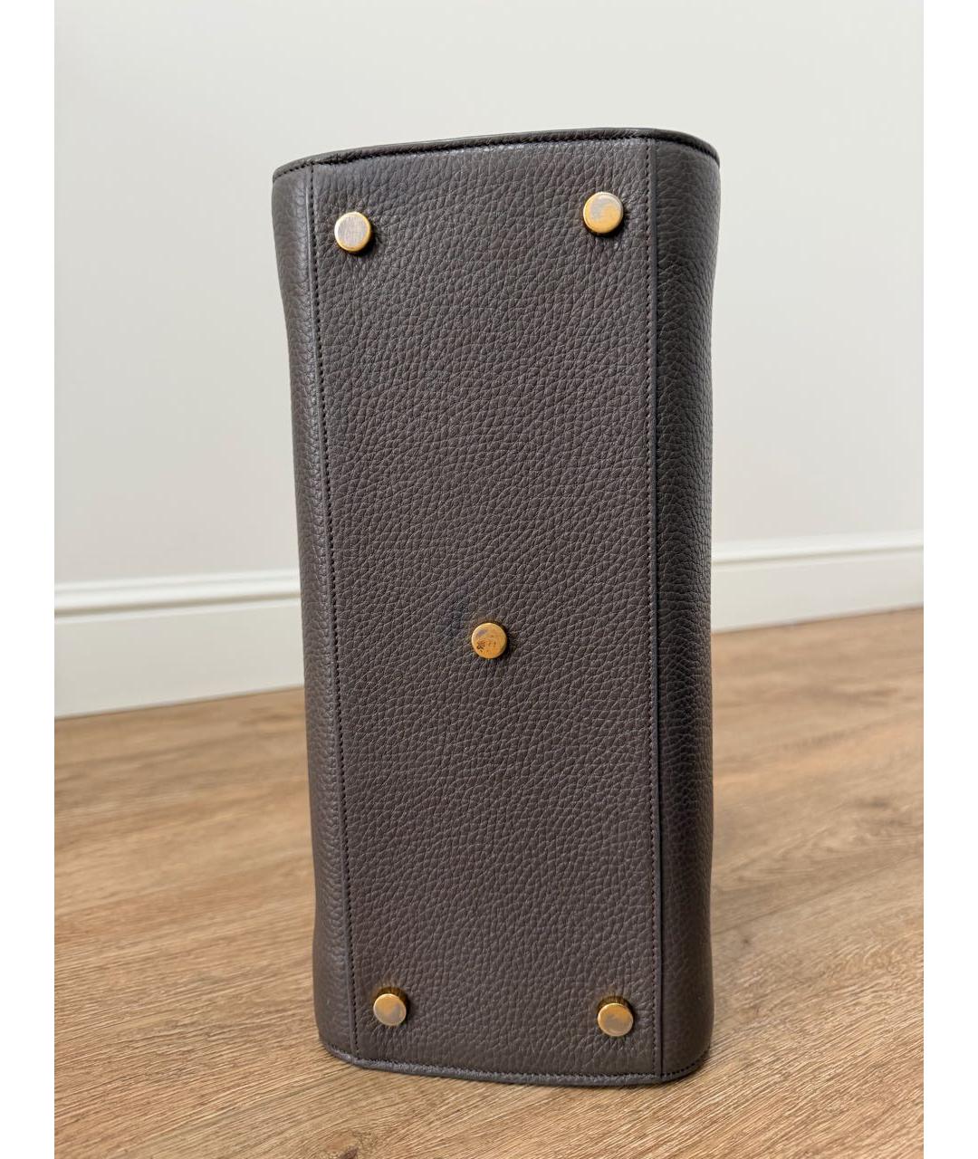 SAINT LAURENT Коричневая кожаная сумка тоут, фото 5