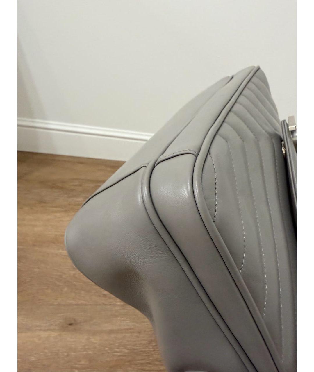 SAINT LAURENT Серая кожаная сумка через плечо, фото 6