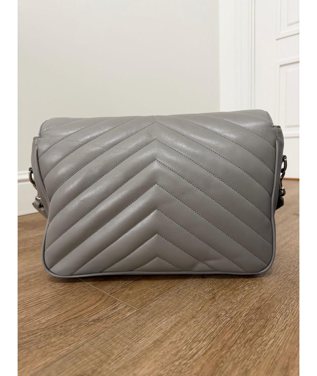 SAINT LAURENT Серая кожаная сумка через плечо, фото 3