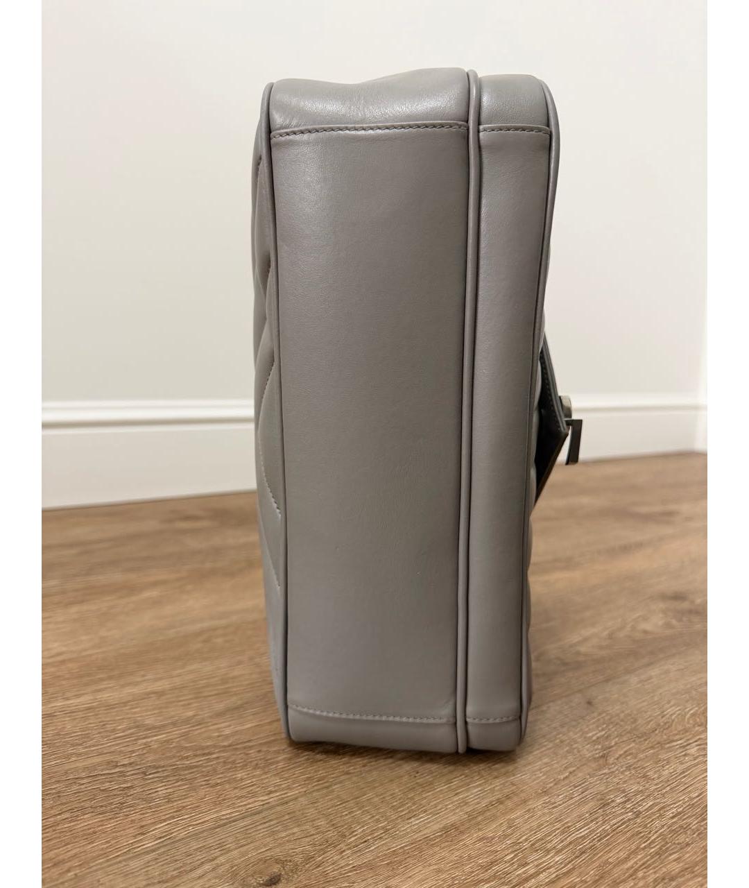 SAINT LAURENT Серая кожаная сумка через плечо, фото 5