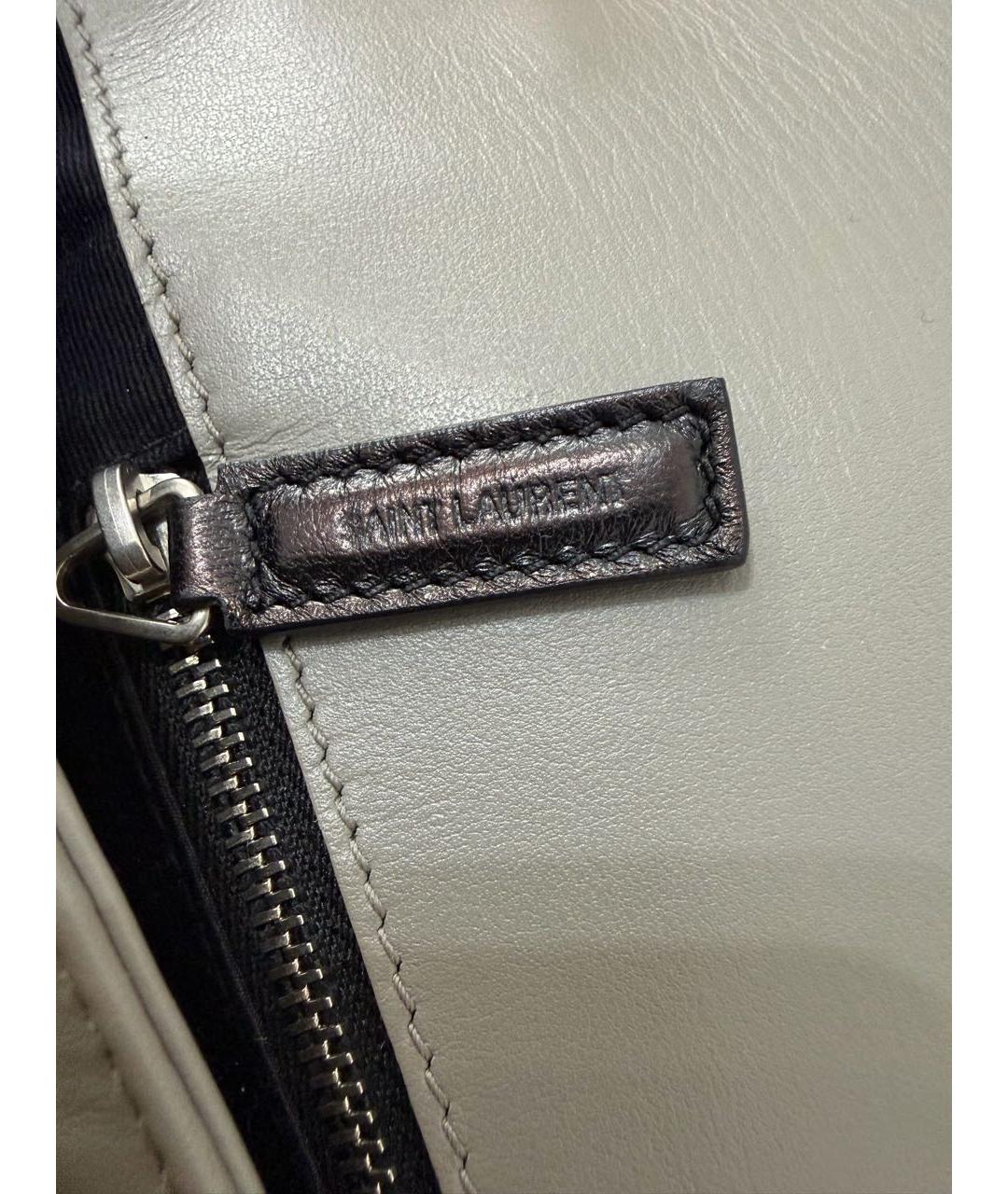 SAINT LAURENT Серая кожаная сумка через плечо, фото 4