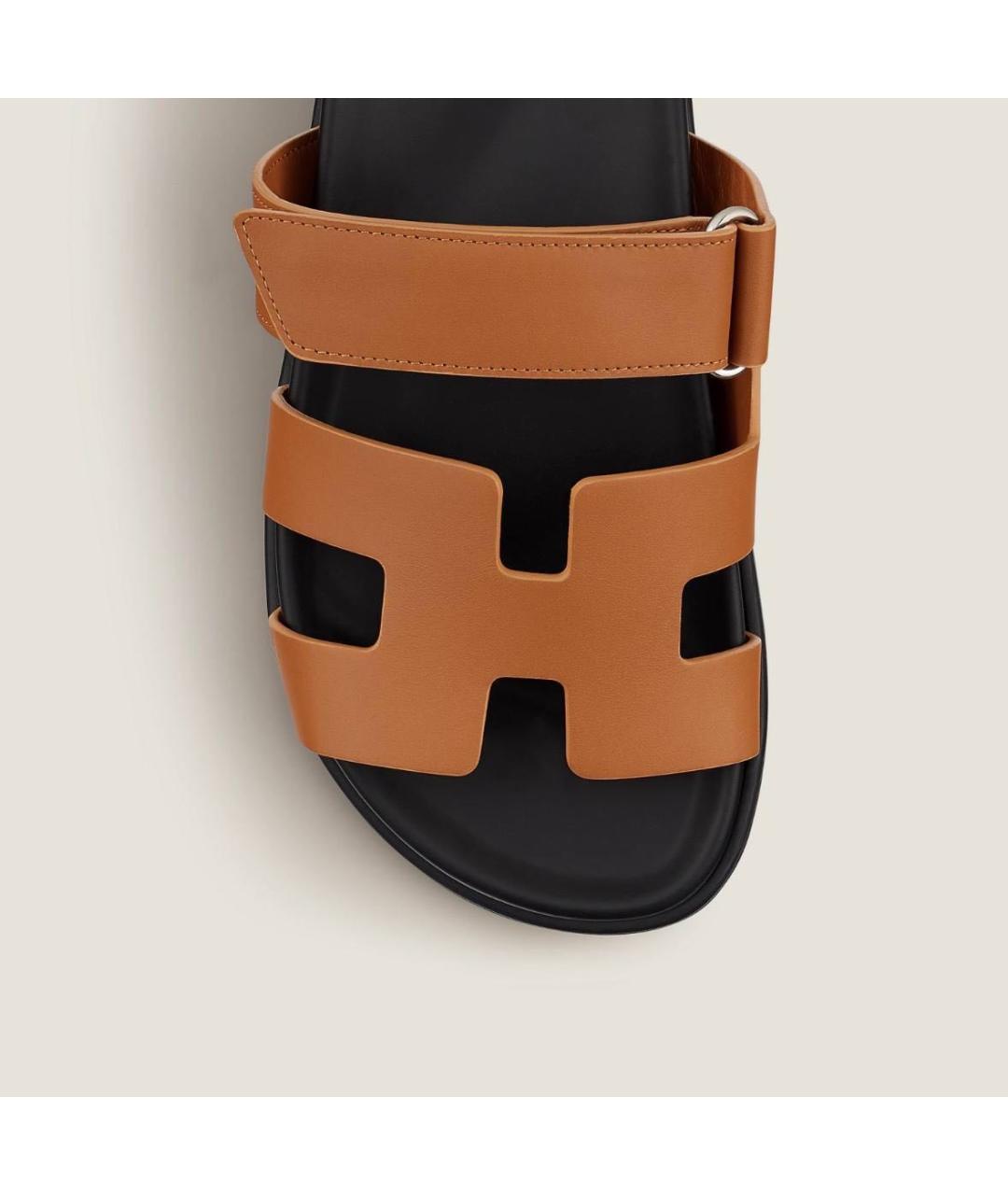 HERMES Оранжевое кожаные сандалии, фото 2