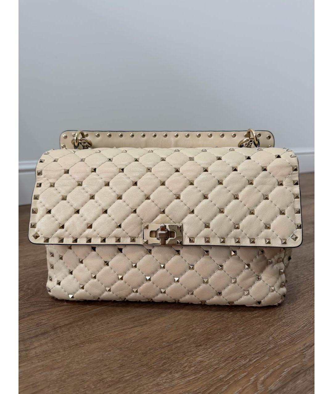 VALENTINO Бежевая кожаная сумка через плечо, фото 7