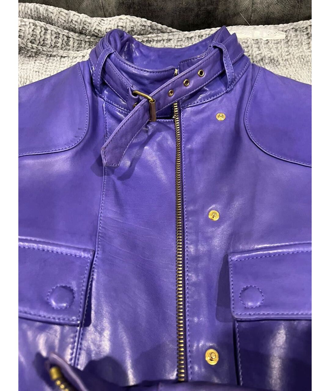 GIANFRANCO FERRE Фиолетовая кожаная куртка, фото 7