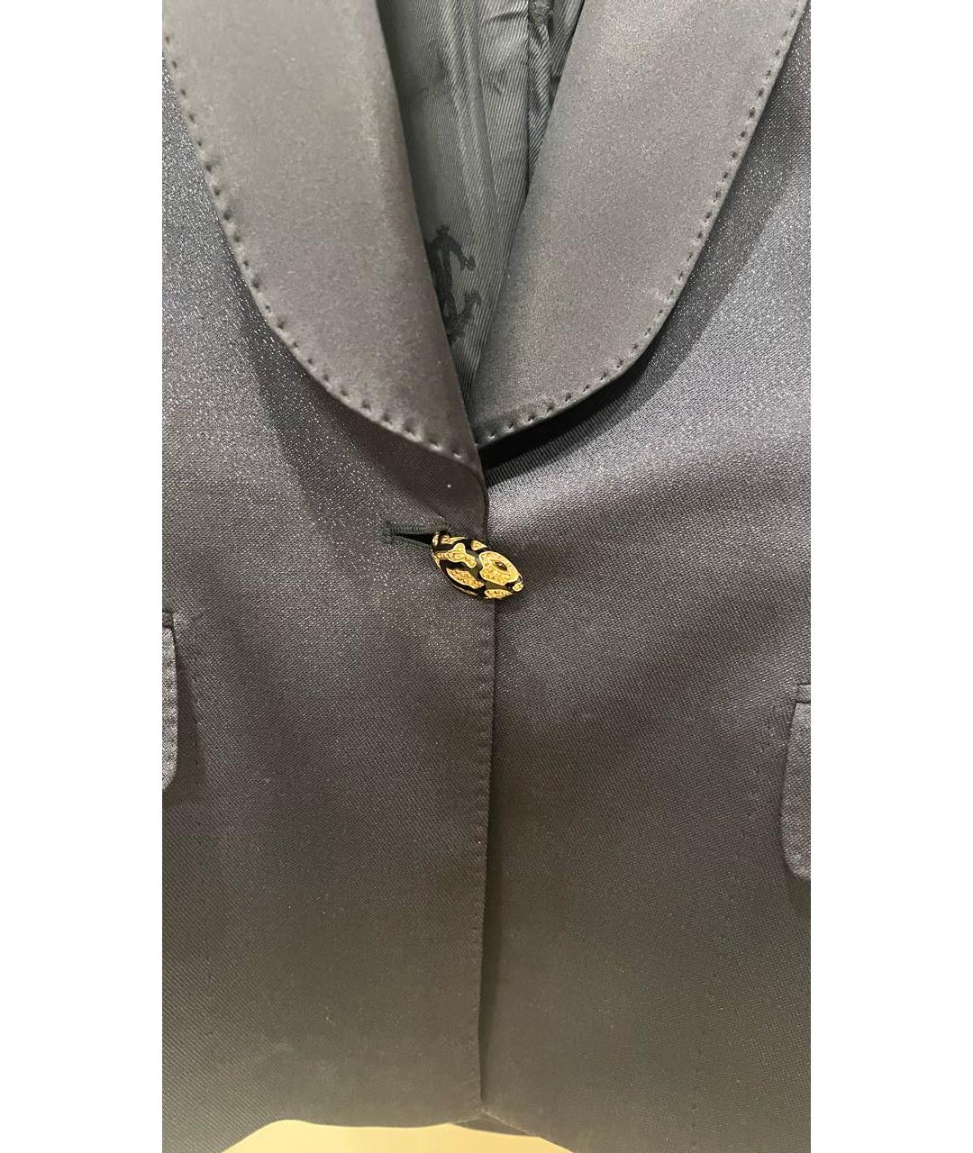 ROBERTO CAVALLI Темно-синий шерстяной жакет/пиджак, фото 4