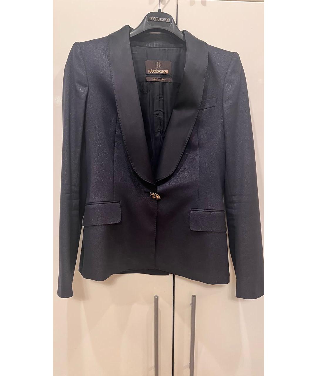 ROBERTO CAVALLI Темно-синий шерстяной жакет/пиджак, фото 9