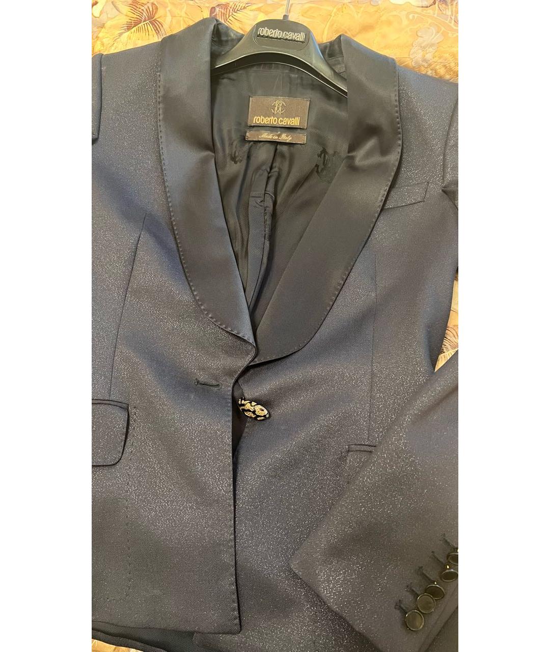 ROBERTO CAVALLI Темно-синий шерстяной жакет/пиджак, фото 7