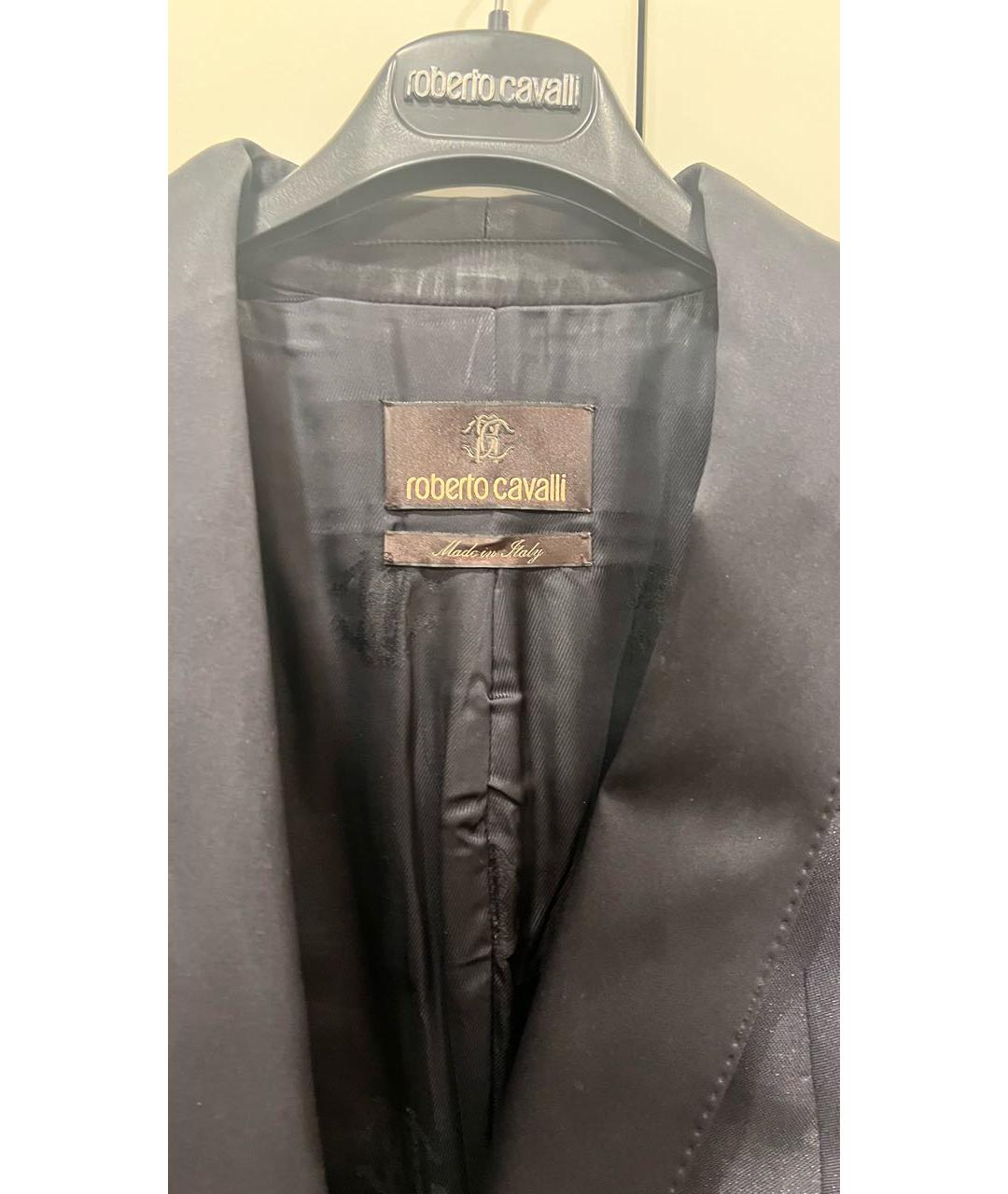 ROBERTO CAVALLI Темно-синий шерстяной жакет/пиджак, фото 3
