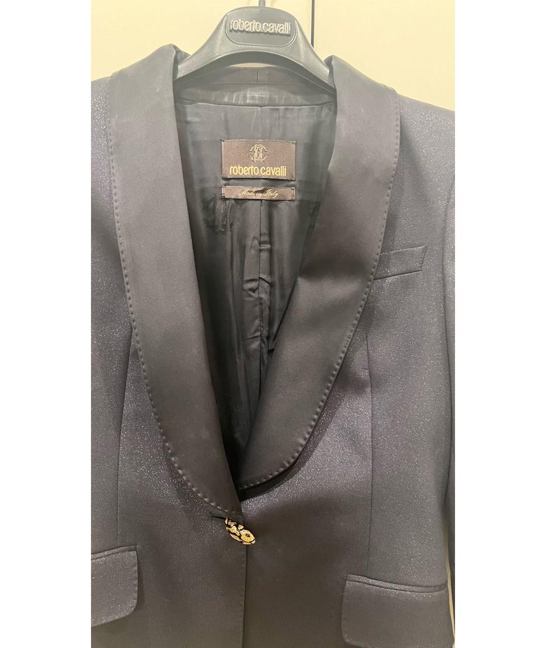 ROBERTO CAVALLI Темно-синий шерстяной жакет/пиджак, фото 8
