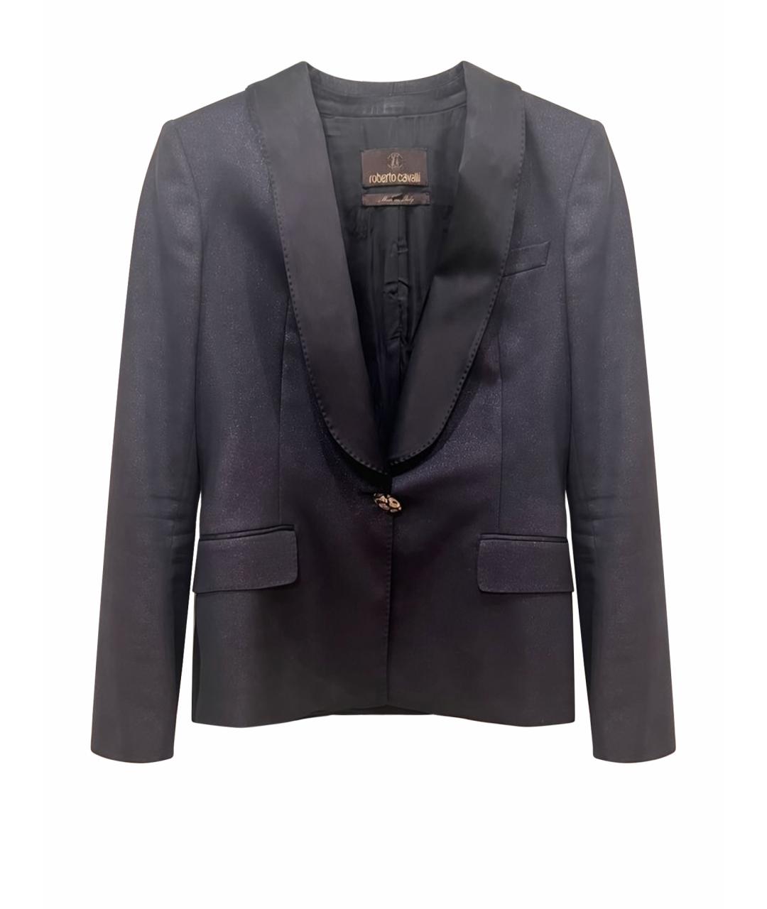ROBERTO CAVALLI Темно-синий шерстяной жакет/пиджак, фото 1