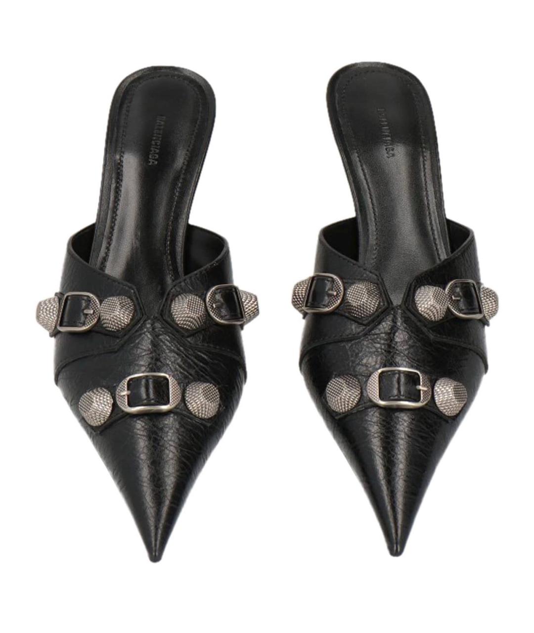 BALENCIAGA Черные кожаные мюли, фото 5