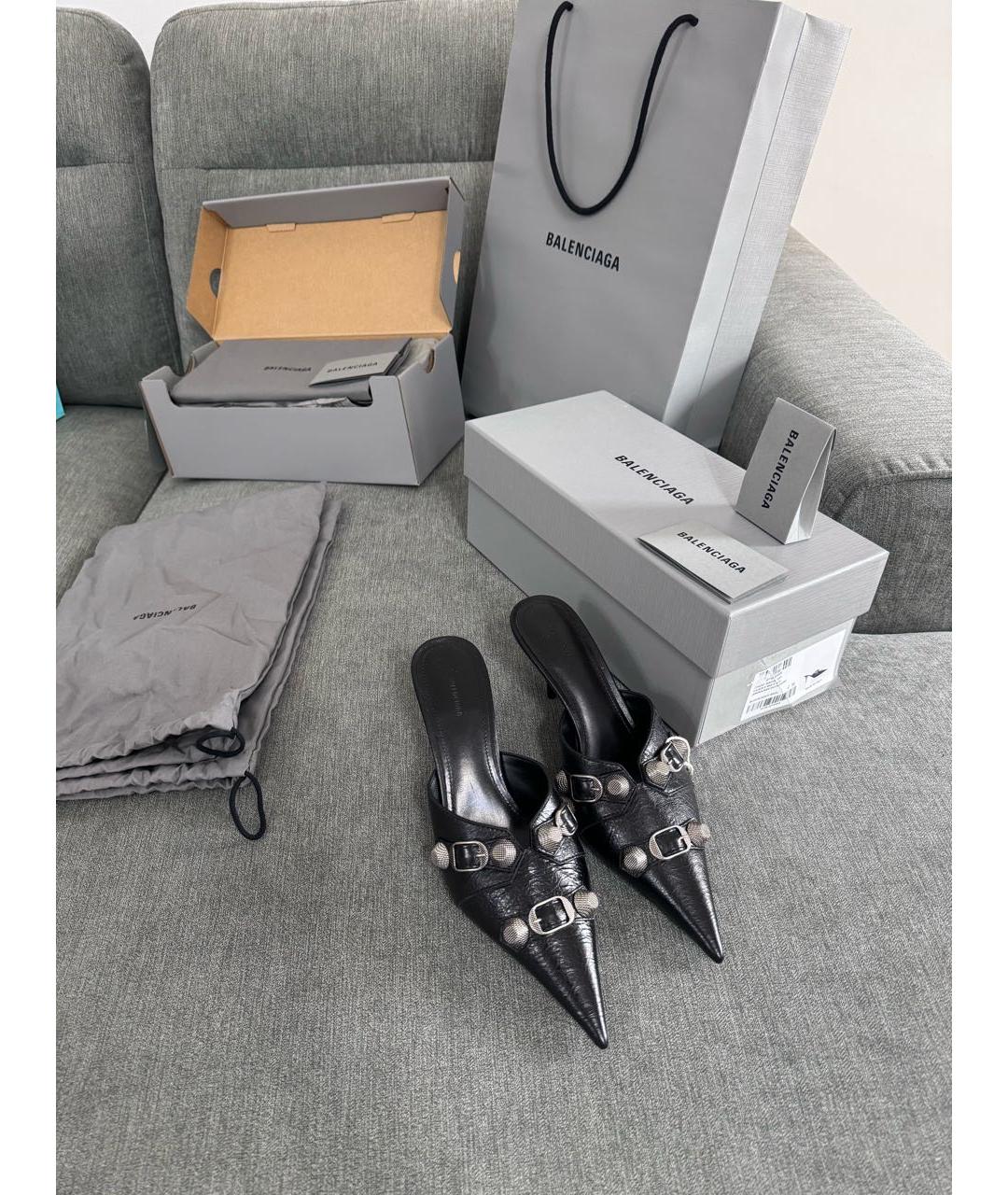 BALENCIAGA Черные кожаные мюли, фото 3