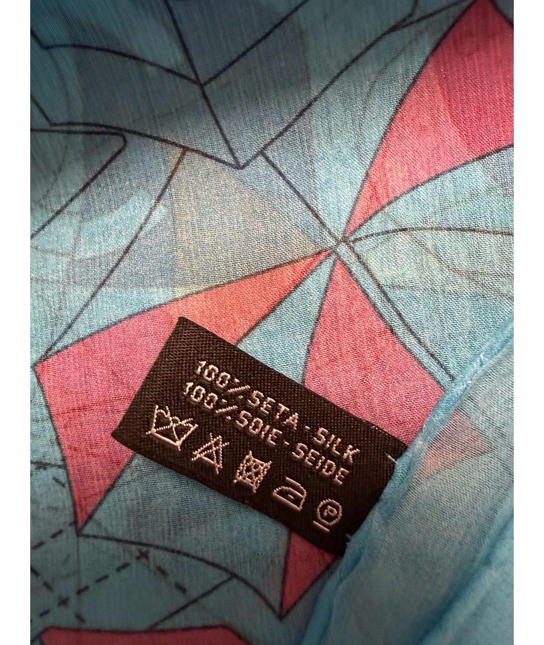 CHANEL Голубой шелковый шарф, фото 7