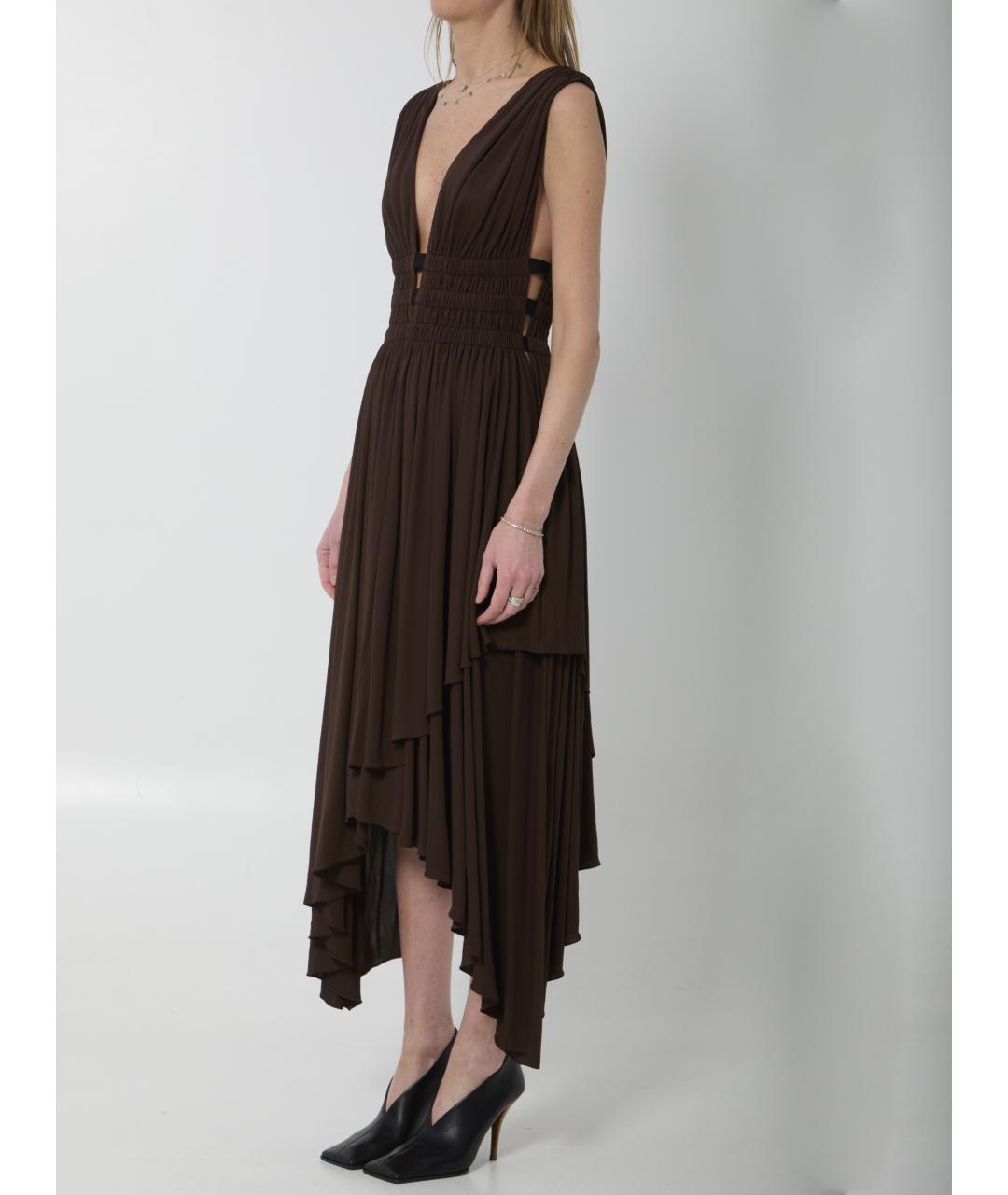 ALAIA Коричневое вискозное повседневное платье, фото 2