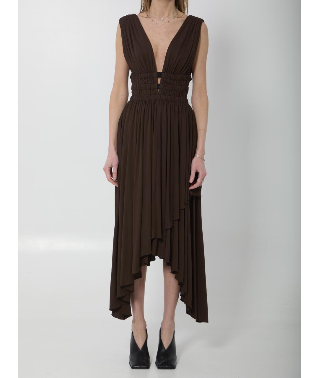 ALAIA Коричневое вискозное повседневное платье, фото 5