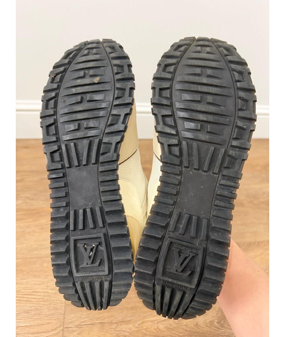 LOUIS VUITTON Бежевые кожаные кроссовки, фото 5