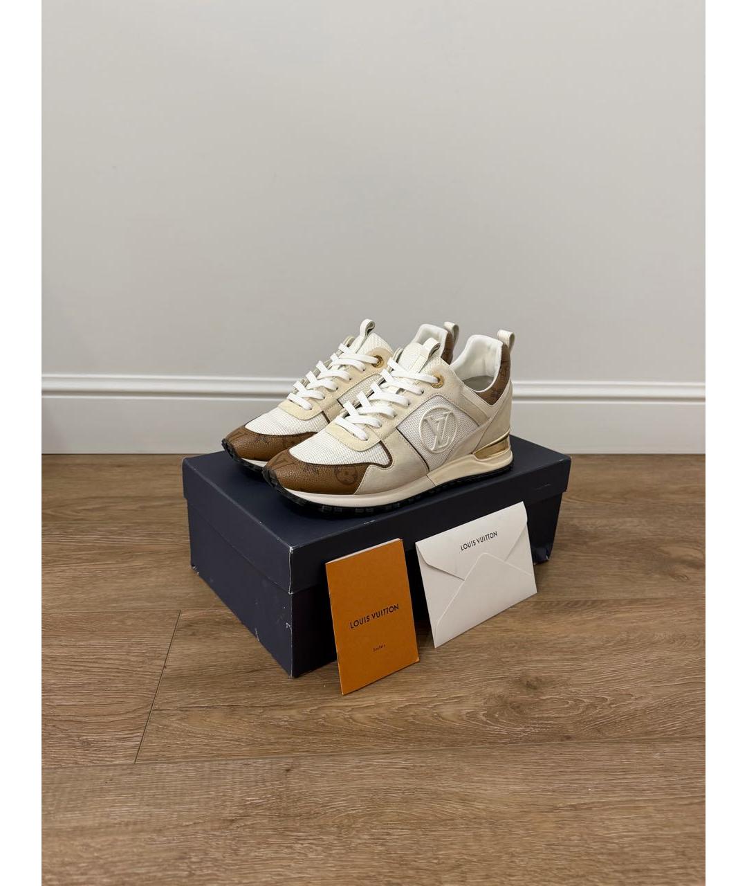 LOUIS VUITTON Бежевые кожаные кроссовки, фото 6