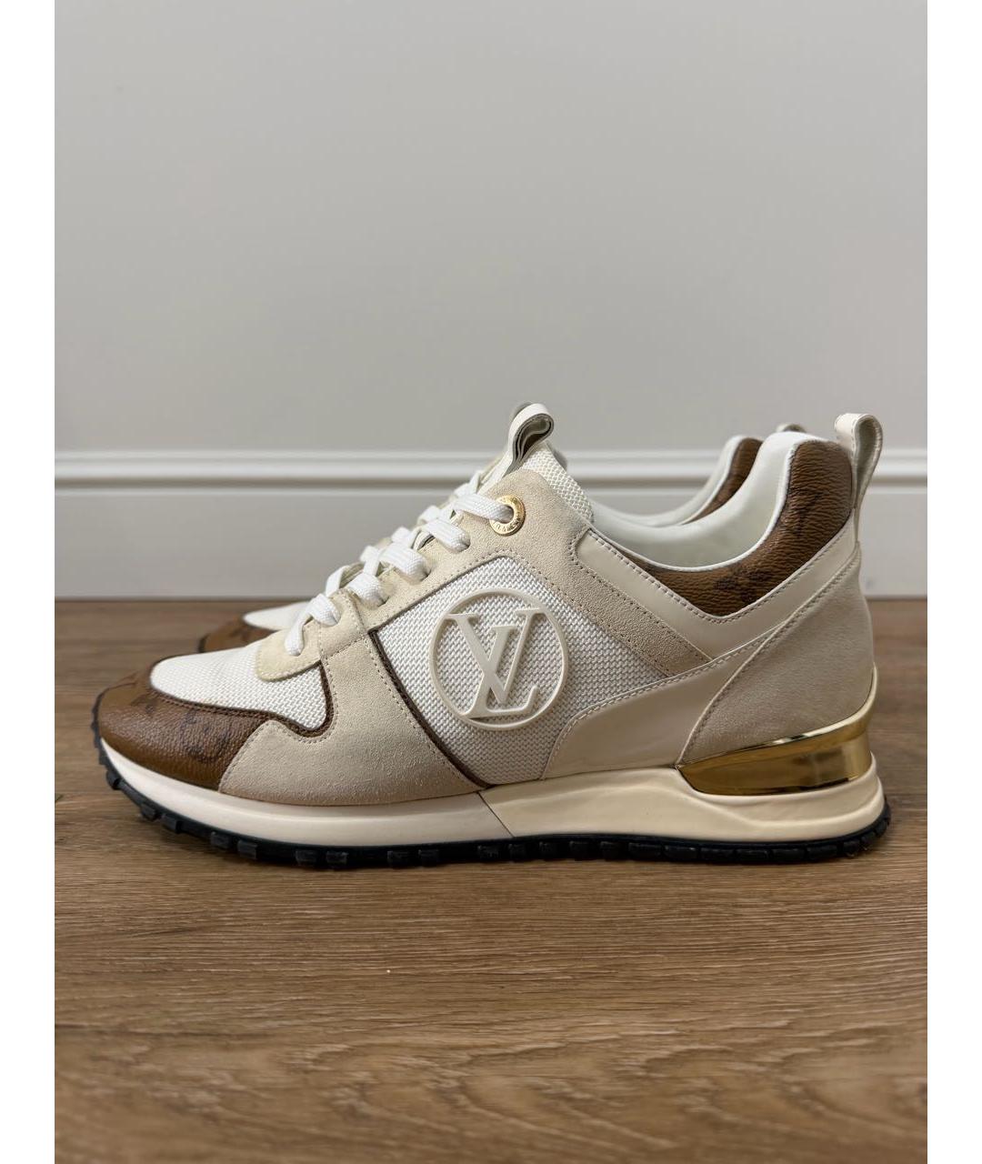 LOUIS VUITTON Бежевые кожаные кроссовки, фото 7