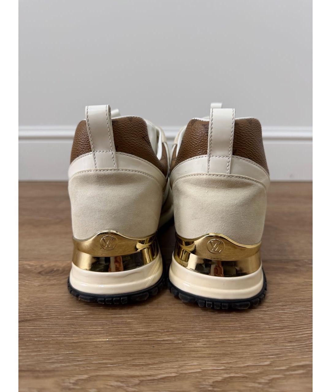 LOUIS VUITTON Бежевые кожаные кроссовки, фото 4