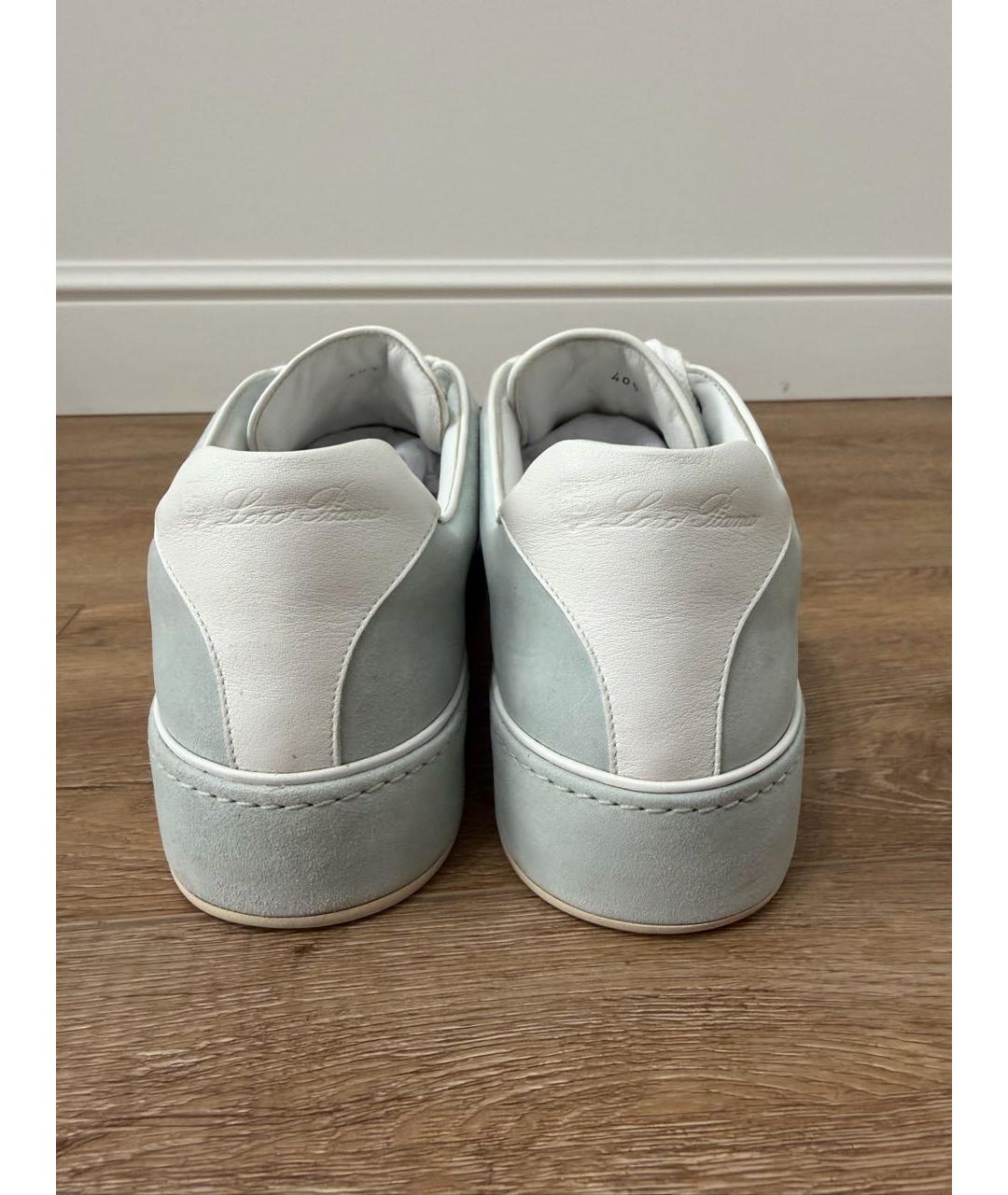 LORO PIANA Бирюзовые замшевые кроссовки, фото 4