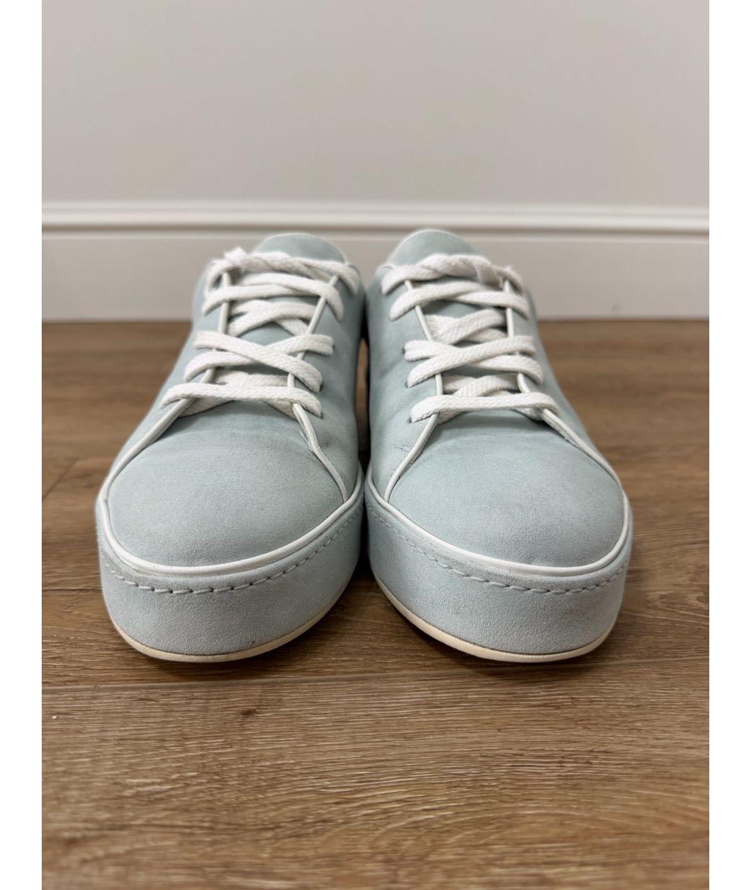 LORO PIANA Бирюзовые замшевые кроссовки, фото 2