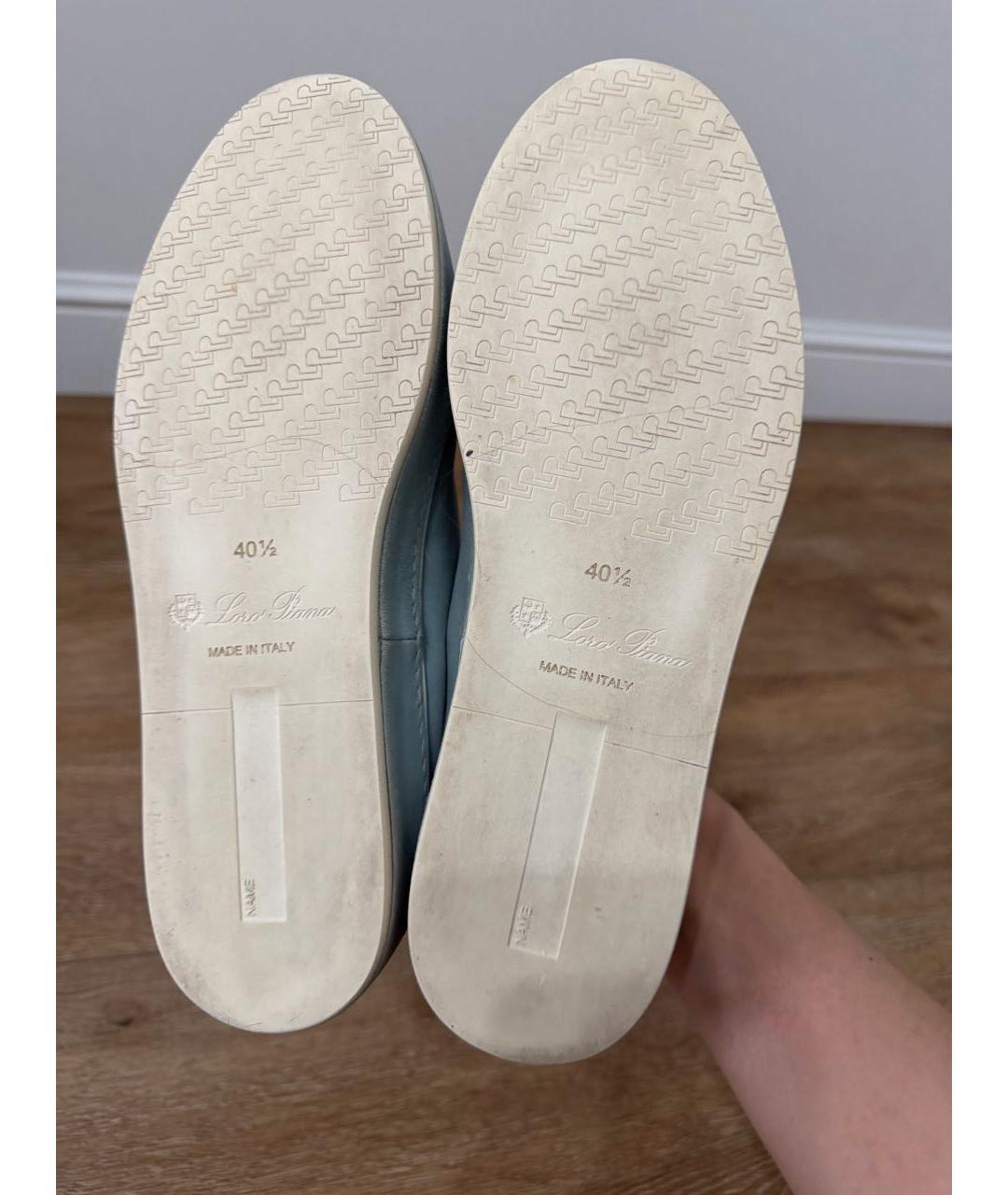 LORO PIANA Бирюзовые замшевые кроссовки, фото 5