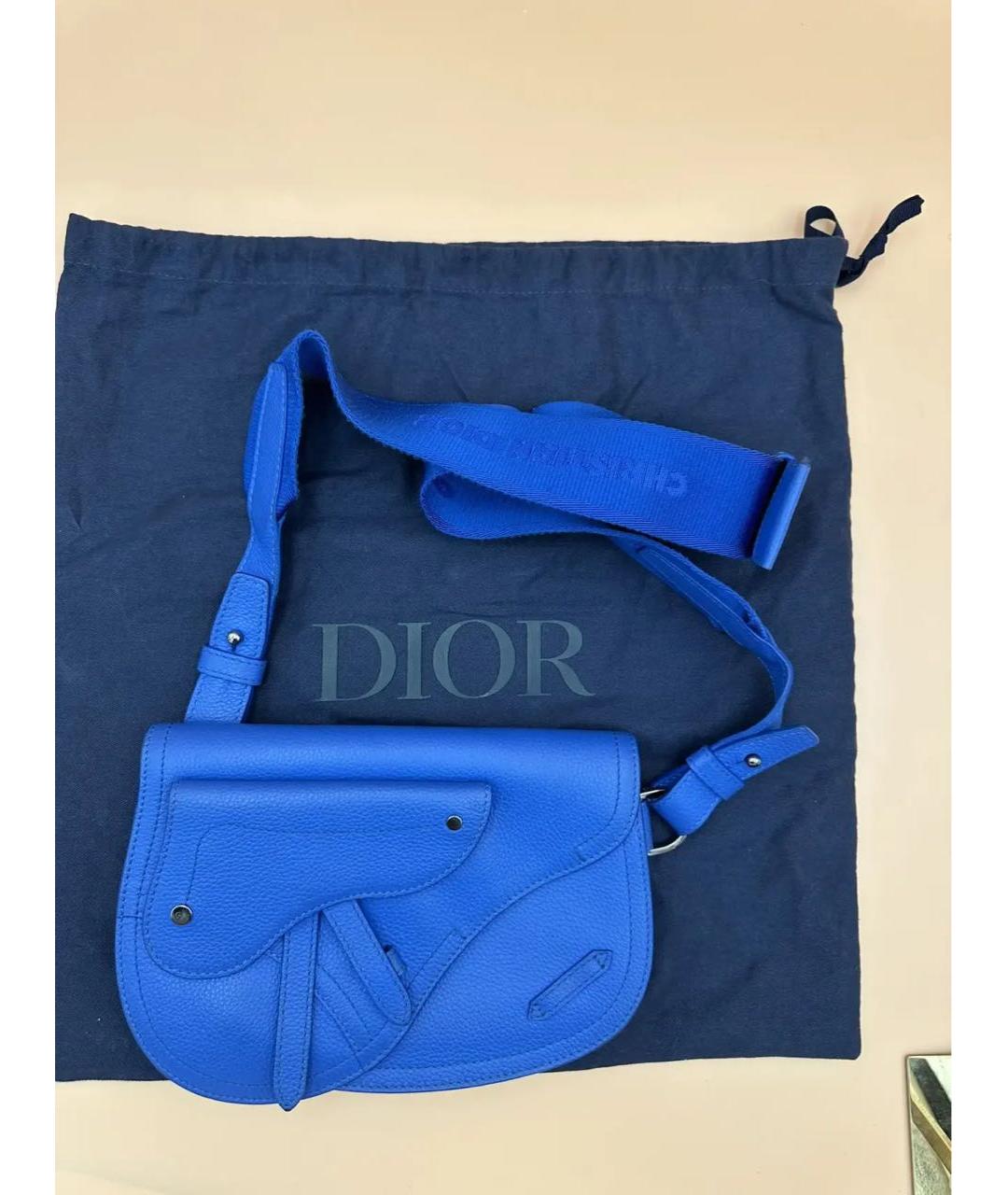 CHRISTIAN DIOR Синяя кожаная сумка через плечо, фото 2