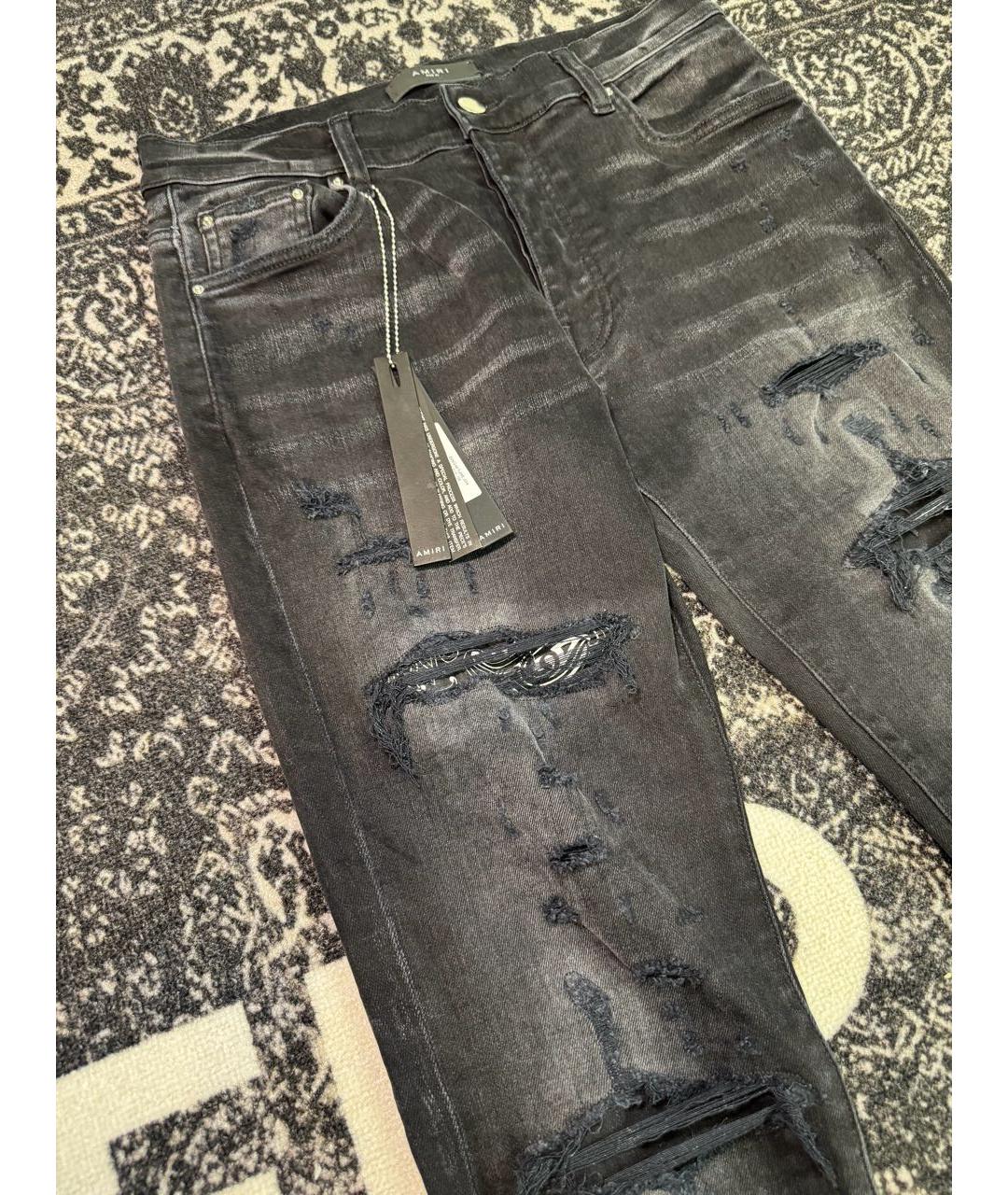 AMIRI Черные хлопко-эластановые джинсы скинни, фото 4