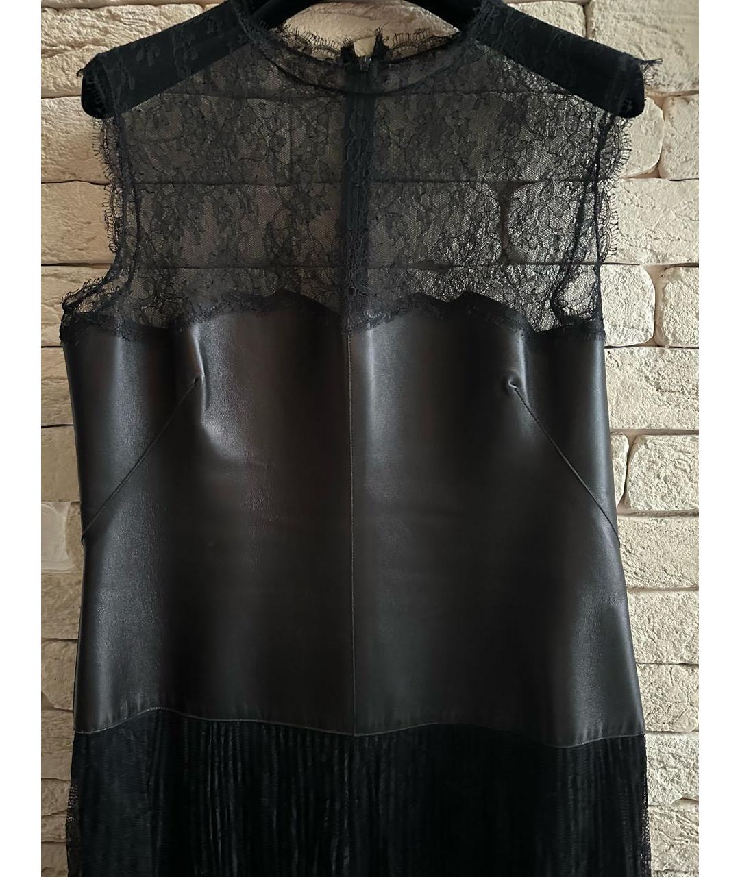 VALENTINO Черное кожаное вечернее платье, фото 4