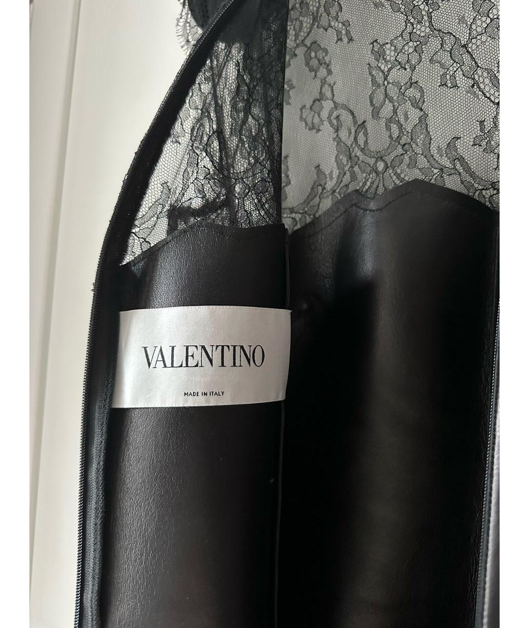 VALENTINO Черное кожаное вечернее платье, фото 3