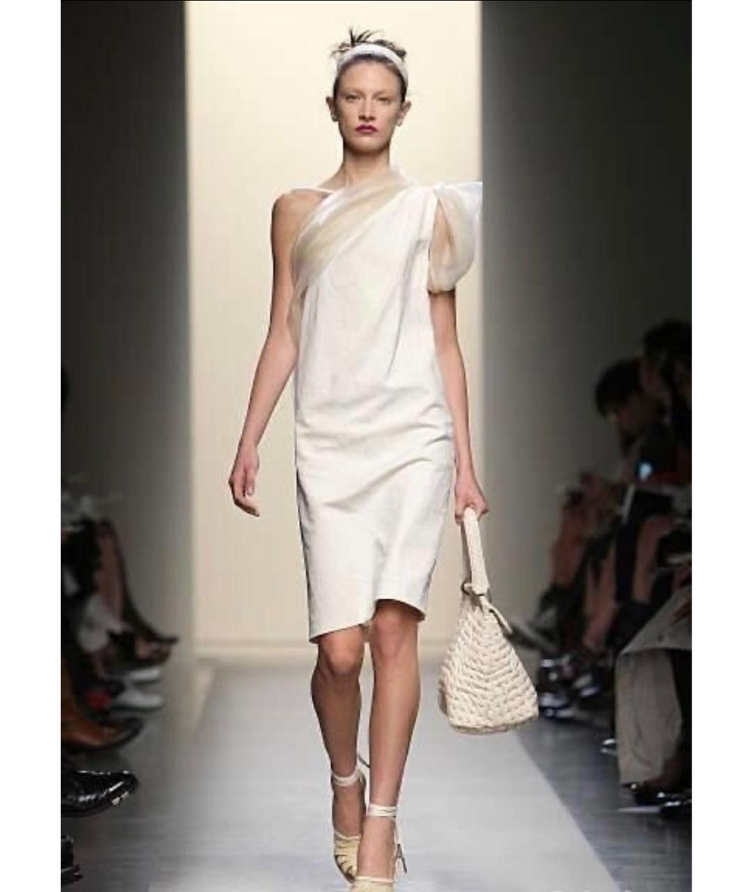 BOTTEGA VENETA Бежевое хлопковое коктейльное платье, фото 7