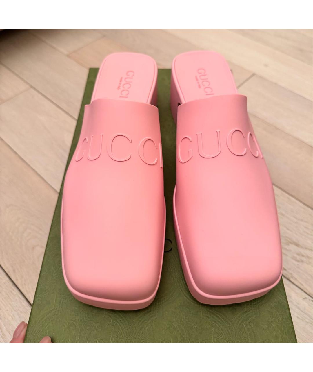 GUCCI Розовые резиновые мюли, фото 3