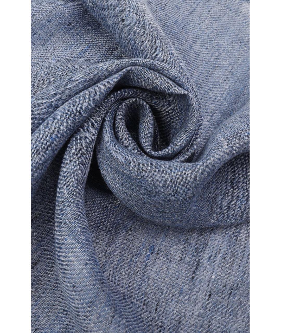 LORO PIANA Голубой льняной шарф, фото 3
