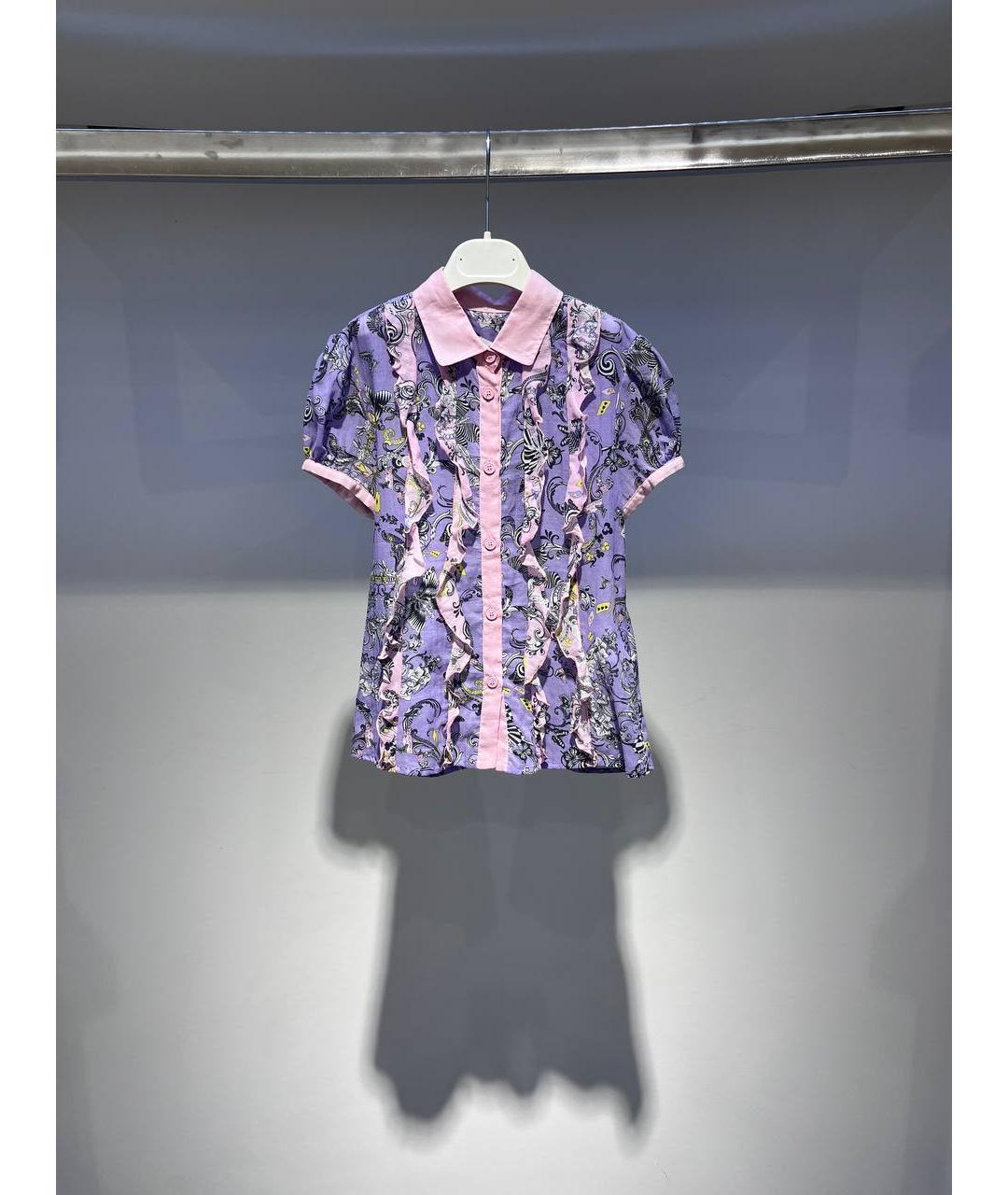 VERSACE Фиолетовая хлопковая блузка для девочек, фото 4