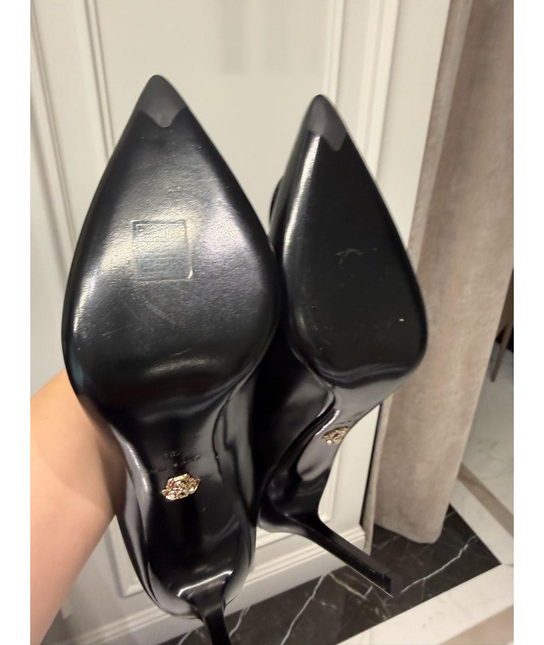 VERSACE Черные кожаные туфли, фото 6