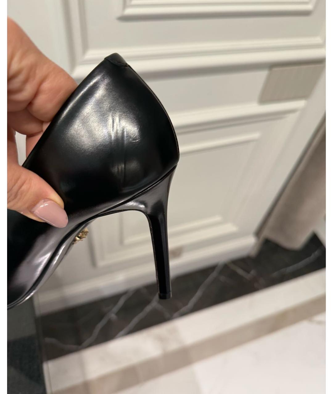 VERSACE Черные кожаные туфли, фото 8