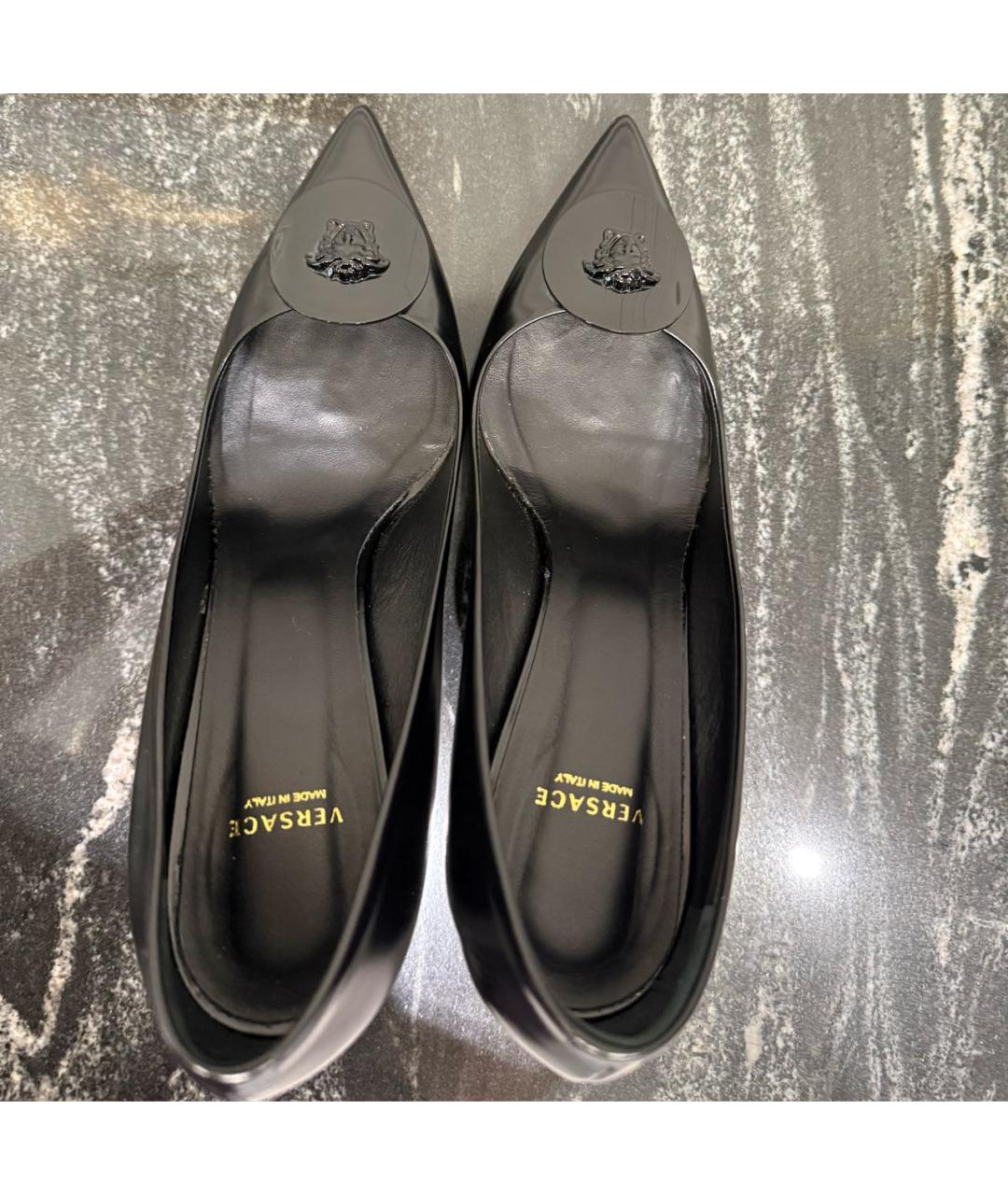 VERSACE Черные кожаные туфли, фото 3