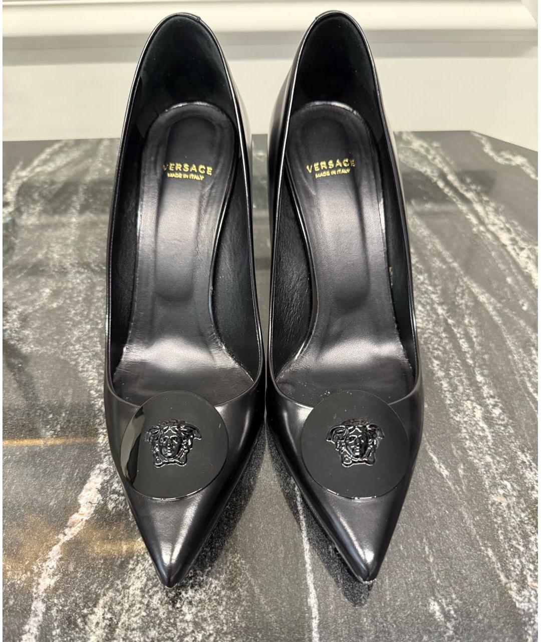 VERSACE Черные кожаные туфли, фото 2