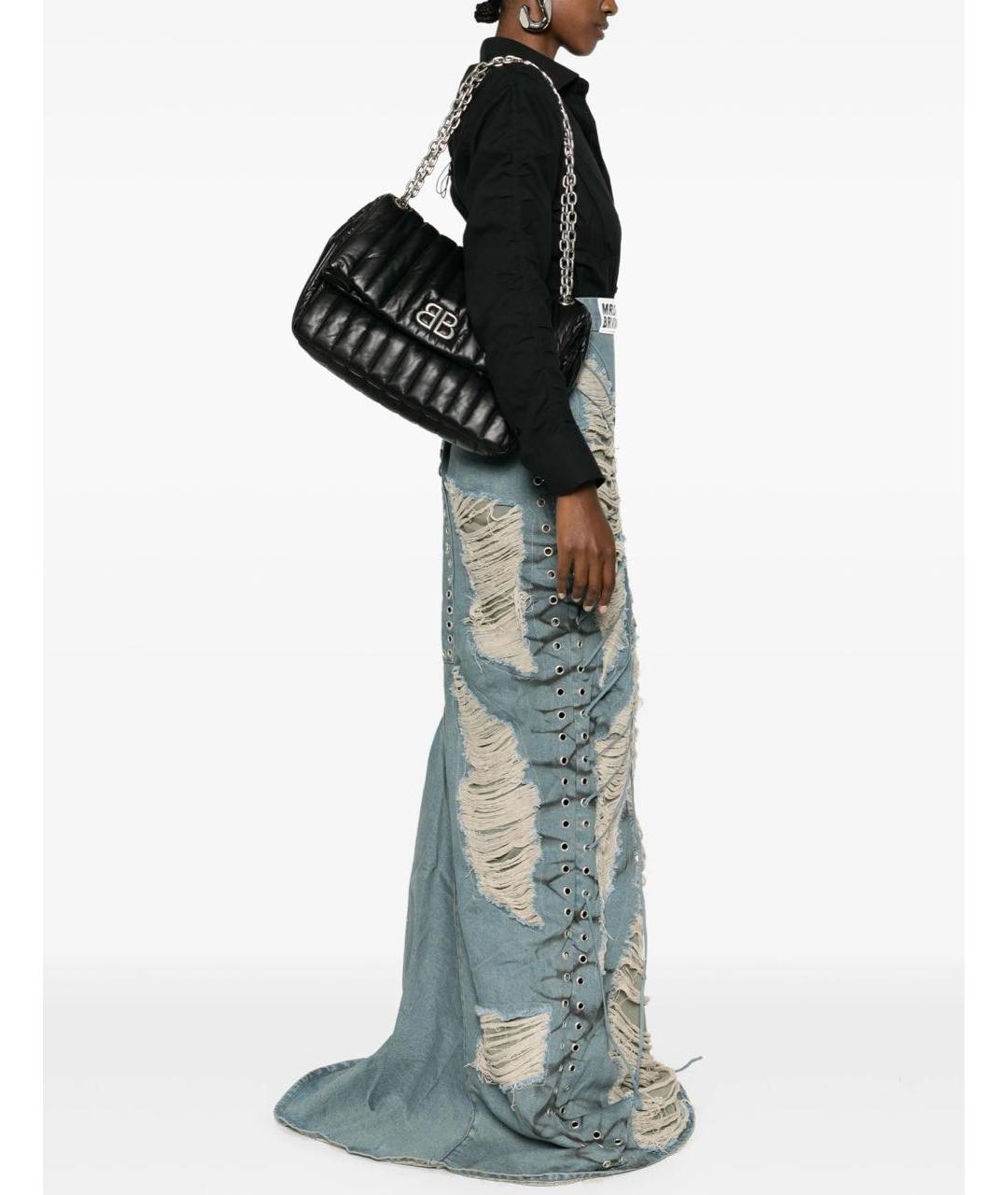 BALENCIAGA Черная кожаная сумка через плечо, фото 5