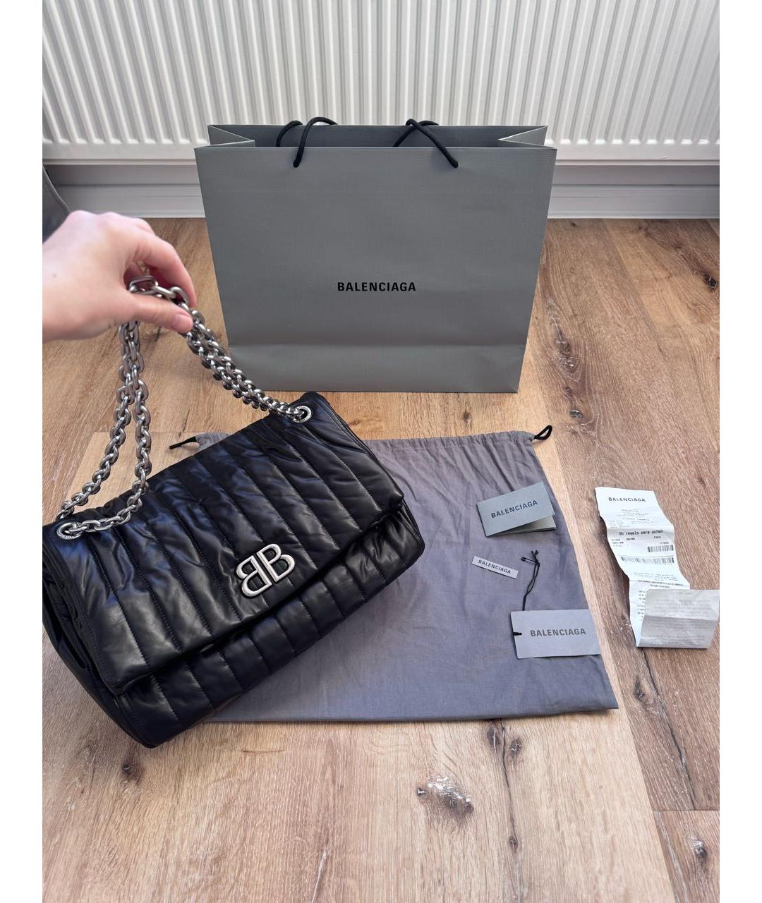 BALENCIAGA Черная кожаная сумка через плечо, фото 8