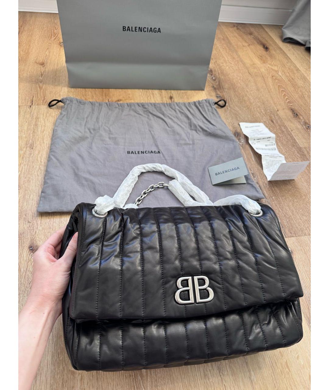 BALENCIAGA Черная кожаная сумка через плечо, фото 4