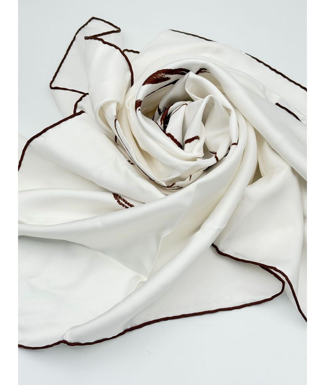 LORO PIANA Белый шелковый платок, фото 6