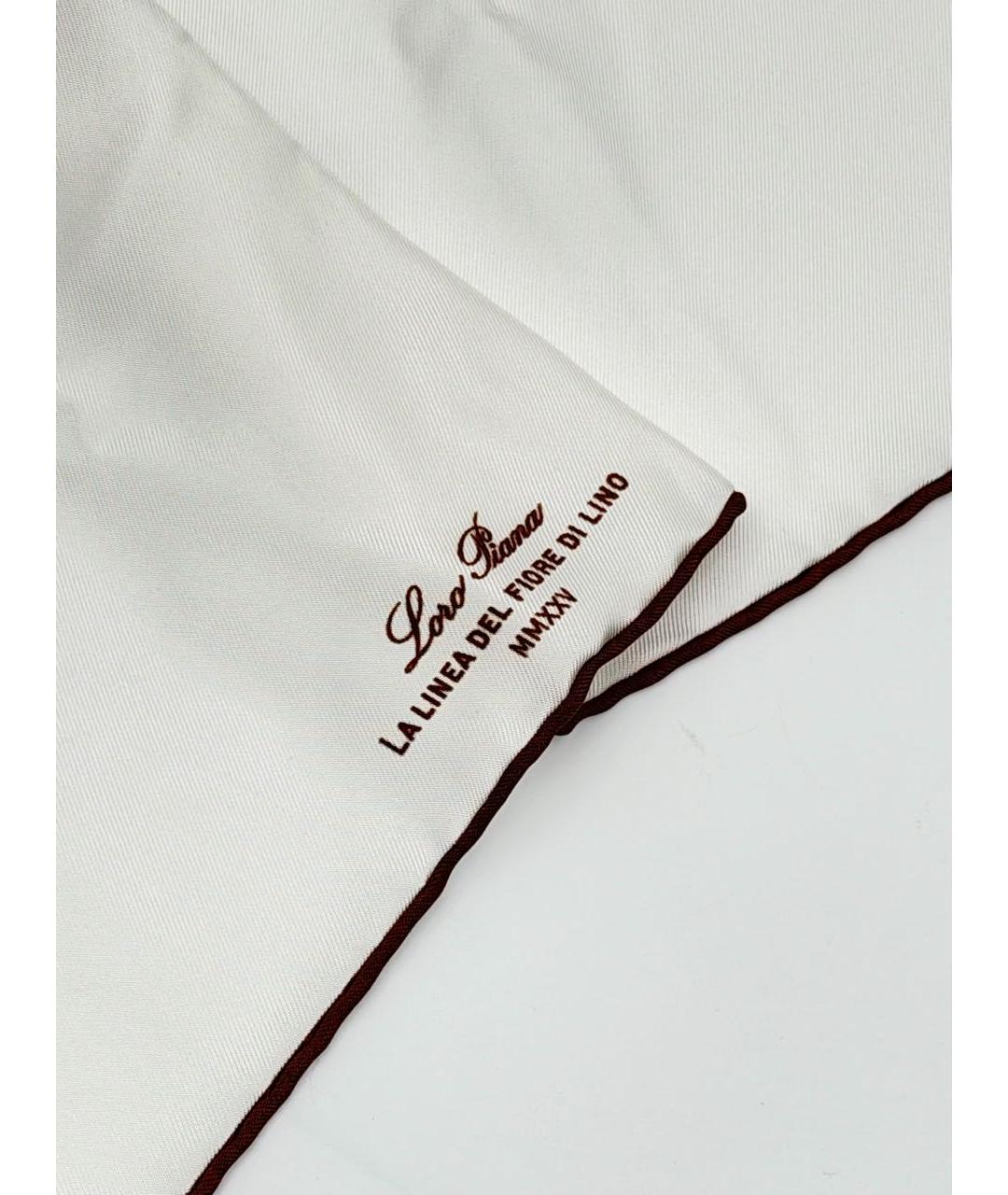 LORO PIANA Белый шелковый платок, фото 5